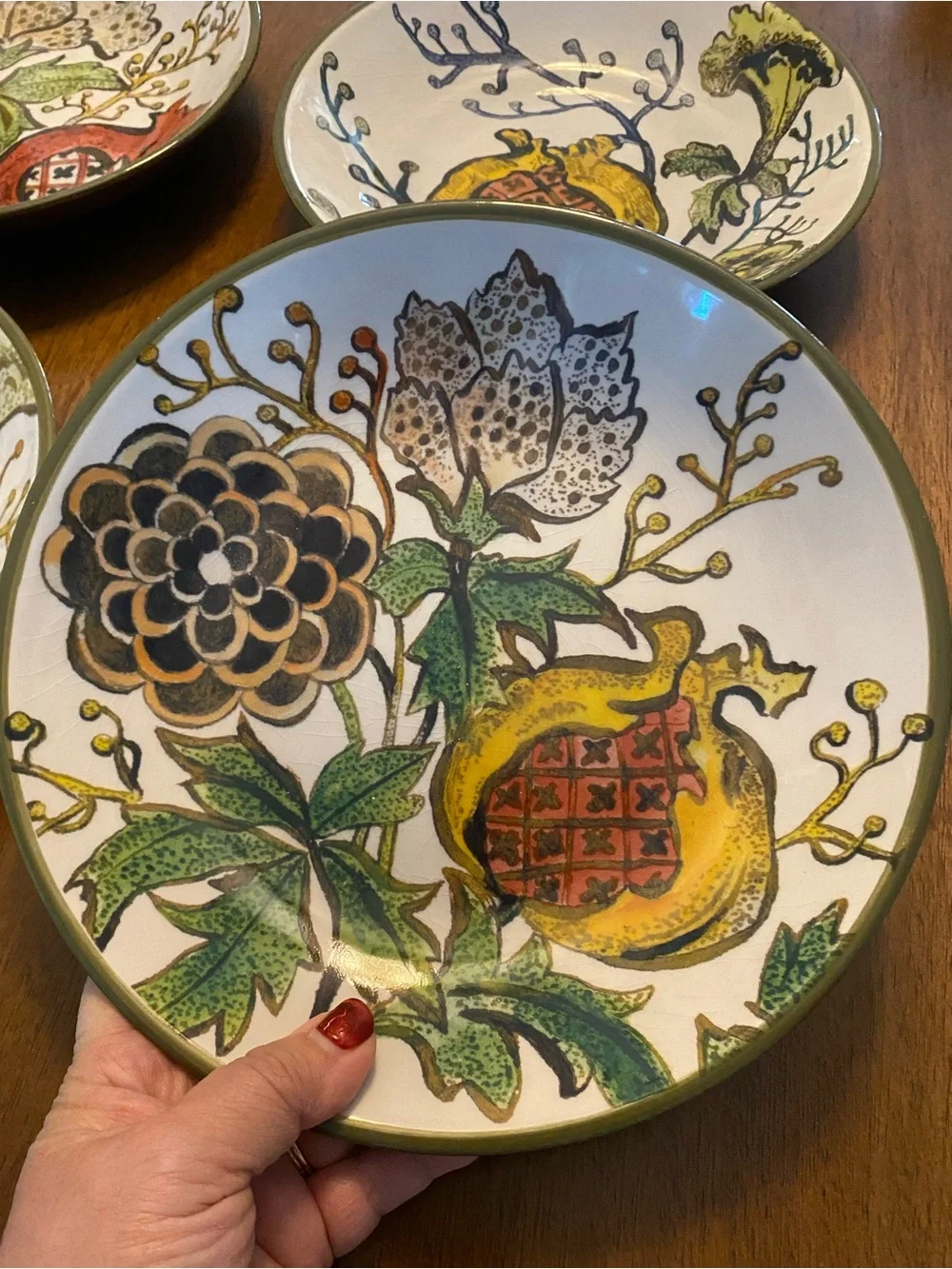 Williams-Sonoma Hand Painted Pomegranate pasta bowls — Set of 4